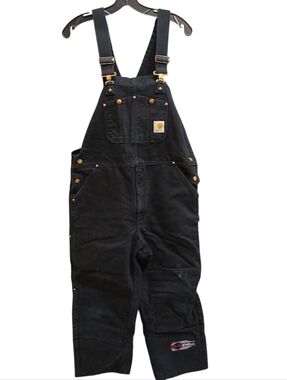 Carhartt Black Workwear Bib Overalls with Brass Hardware Size 40x30